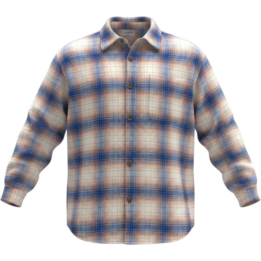 Goodfellow & Co Mens XXL Heavyweight Flannel Shirt Jacket Blue Orange Plaid